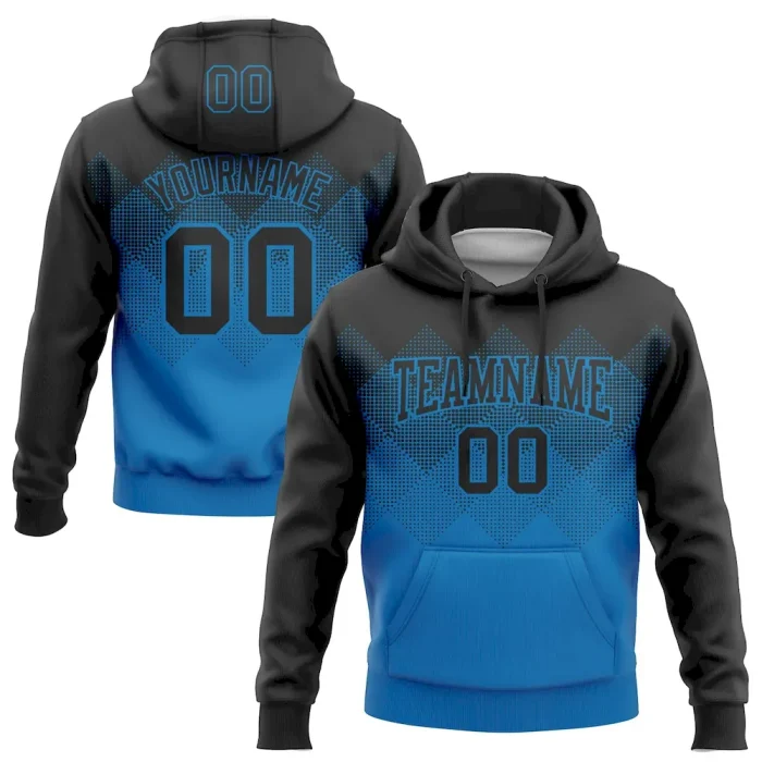 Custom Stitched Black Blue 3D Pattern Design Gradient Square Shape Sports Pullover Sweatshirt Hoodie - Image 1
