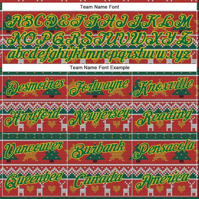 Custom Stitched Red Kelly Green-Gold 3D Christmas Sports Pullover Sweatshirt Hoodie - Image 3