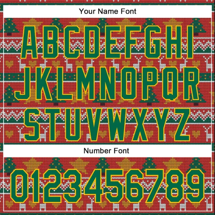 Custom Stitched Red Kelly Green-Gold 3D Christmas Sports Pullover Sweatshirt Hoodie - Image 4