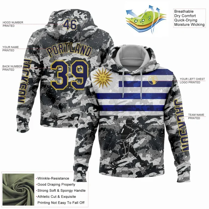 Custom Stitched Camo Navy-Yellow 3D Uruguay Uruguayan Flag Sports Pullover Sweatshirt Salute To Service Hoodie - Image 2