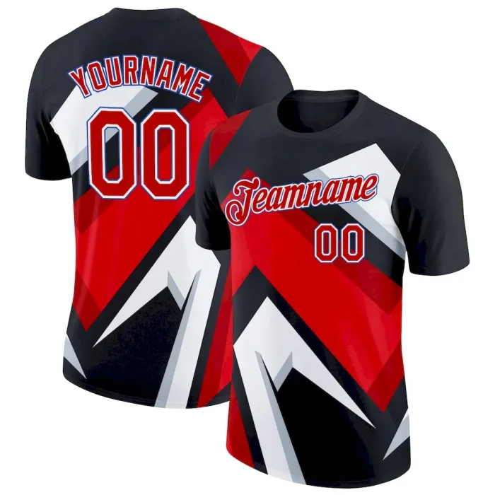 Custom Black Red-Royal 3D Esports Performance T-Shirt - Image 1