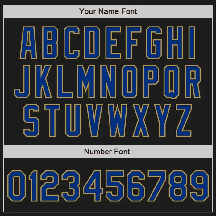 Custom Black Old Gold Pinstripe Royal Authentic Baseball Jersey - Image 5
