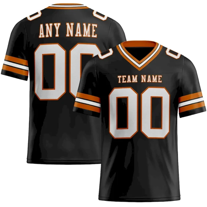 Custom Black White-Texas Orange Mesh Authentic Football Jersey - Image 1