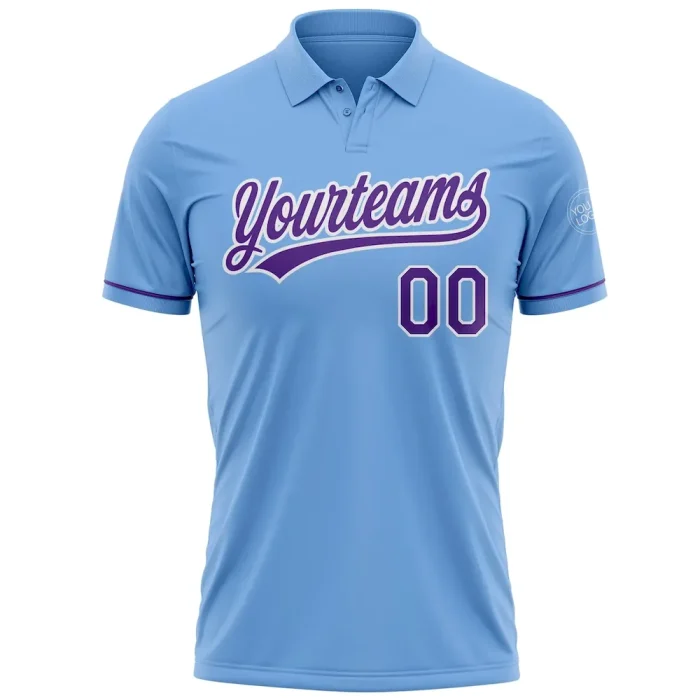Custom Light Blue Purple-White Performance Vapor Golf Polo Shirt - Image 2