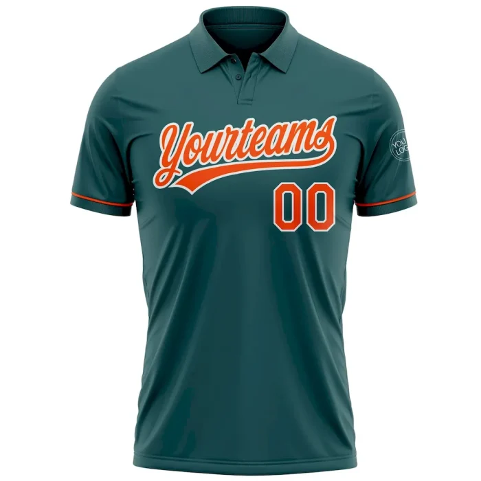 Custom Midnight Green Orange-White Performance Vapor Golf Polo Shirt - Image 2