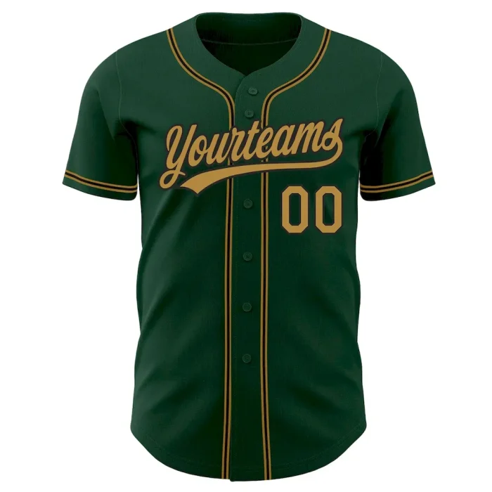 Custom Green Old Gold-Black Authentic Baseball Jersey - Image 2