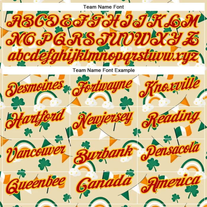 Custom Cream Red Green-Yellow 3D St. Patrick's Day Shamrock Performance Polo Shirt - Image 4