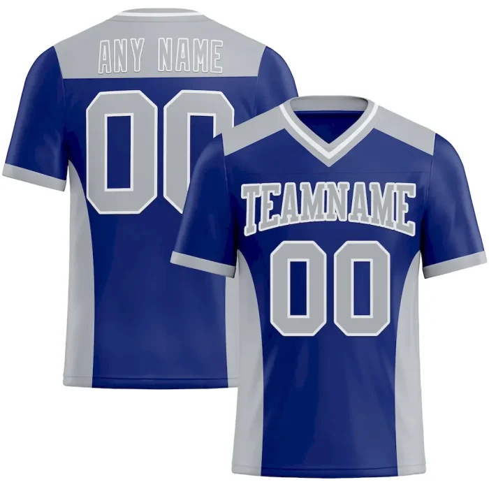 Custom Royal Gray-White Mesh Authentic Football Jersey - Image 1