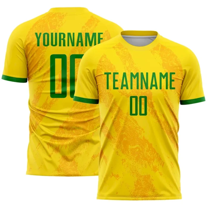Custom Gold Grass Green Sublimation Soccer Uniform Jersey - Image 1