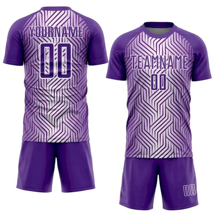 Custom Purple White Lines Sublimation Soccer Uniform Jersey - Image 2