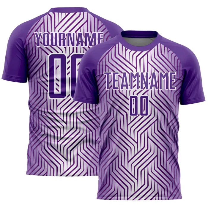 Custom Purple White Lines Sublimation Soccer Uniform Jersey - Image 1