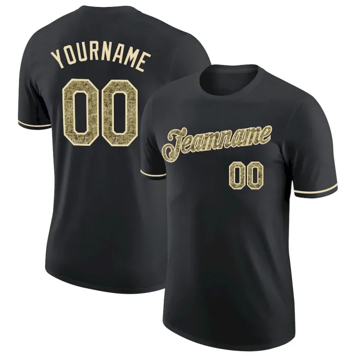 Custom Black Camo-Cream Performance T-Shirt - Image 1