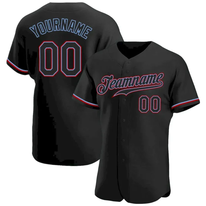 Custom Black Black-Red Authentic Baseball Jersey - Image 1