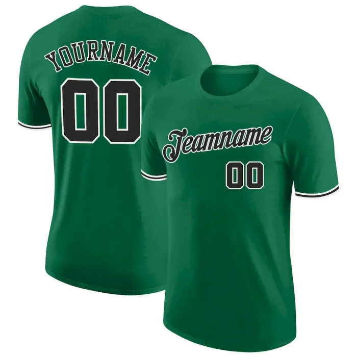 Custom Kelly Green Black-White Performance T-Shirt - Image 1