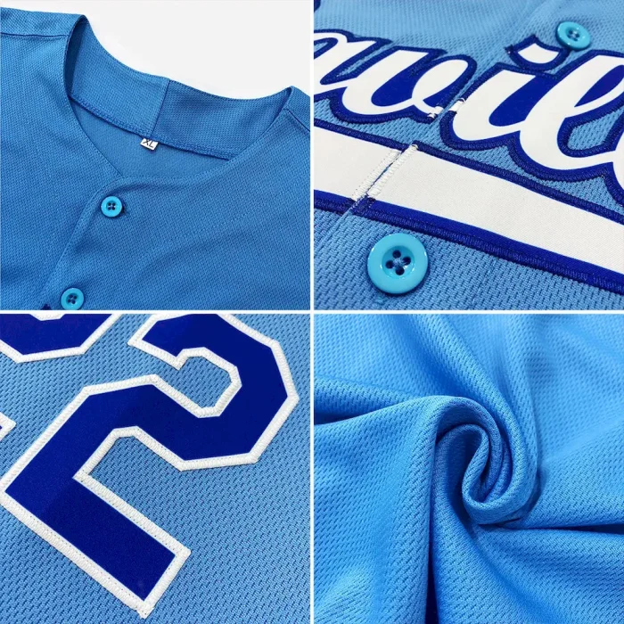 Custom Powder Blue Black-Orange Authentic Baseball Jersey - Image 6