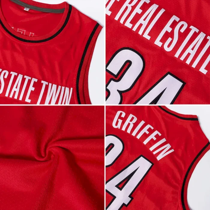 Custom Red White-Royal Authentic Throwback Basketball Jersey - Image 5